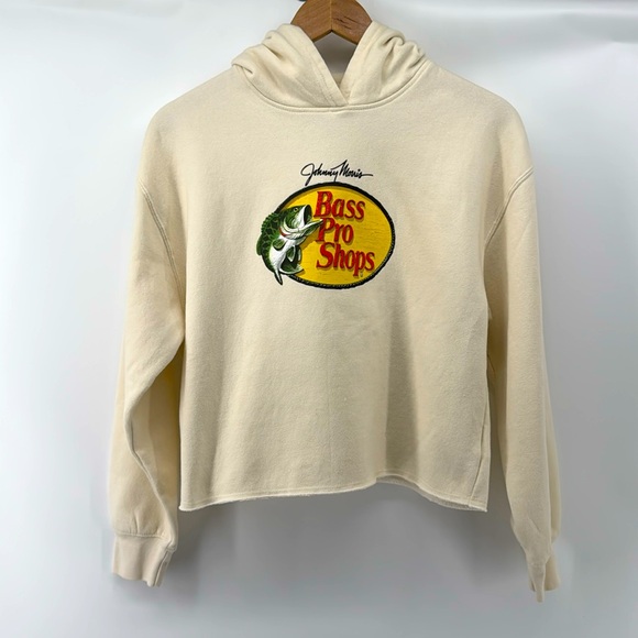 Bass Pro Shops Logo Cropped Long-Sleeve Hoodie Tan Size Small - Picture 1 of 7